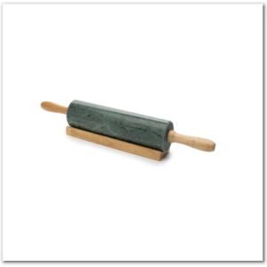 Fox Run Marble Rolling Pin and Base in Green
