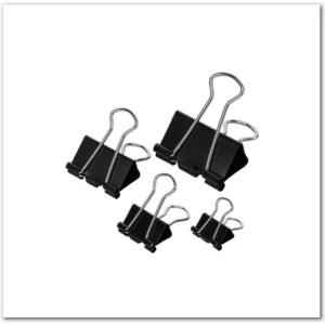 Binder Clips, Assorted Sizes, Black, Paper