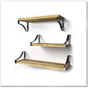 Floating Shelves Wall Mounted, Rustic Wood Wall